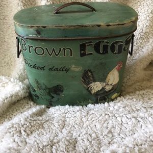 Brown Eggs picked daily tin